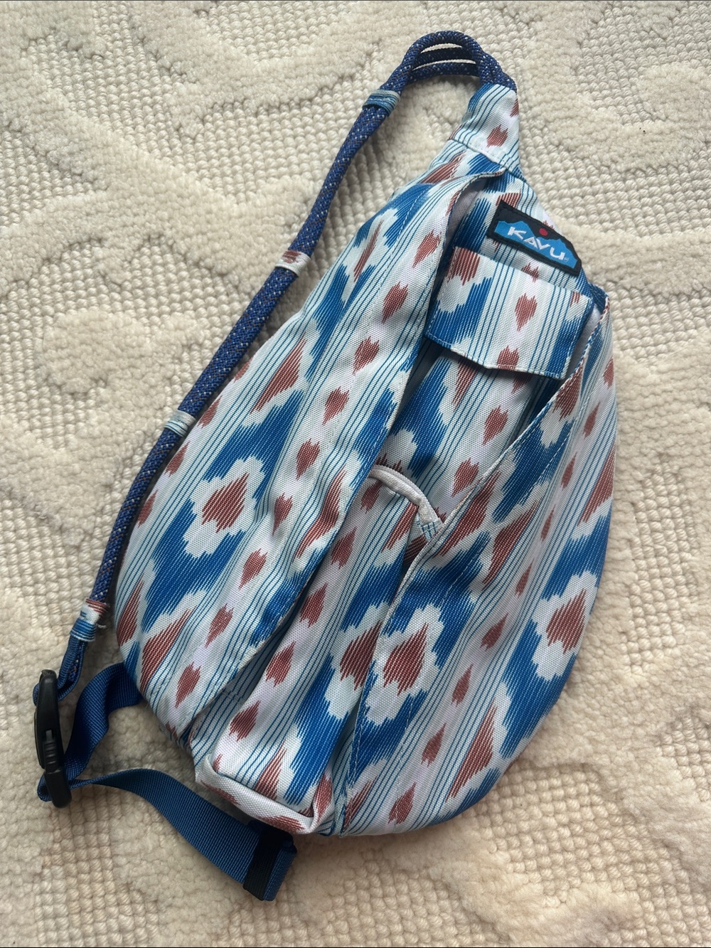 Kavu Ikat Sling Bag in Blue and Rust